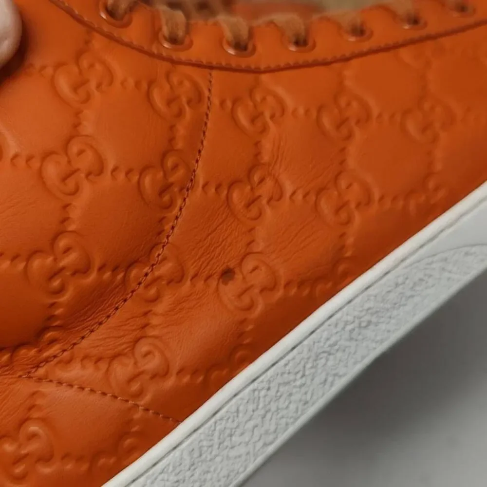 Gucci Orange Embossed High-Top Sneakers - Picture 4 of 12